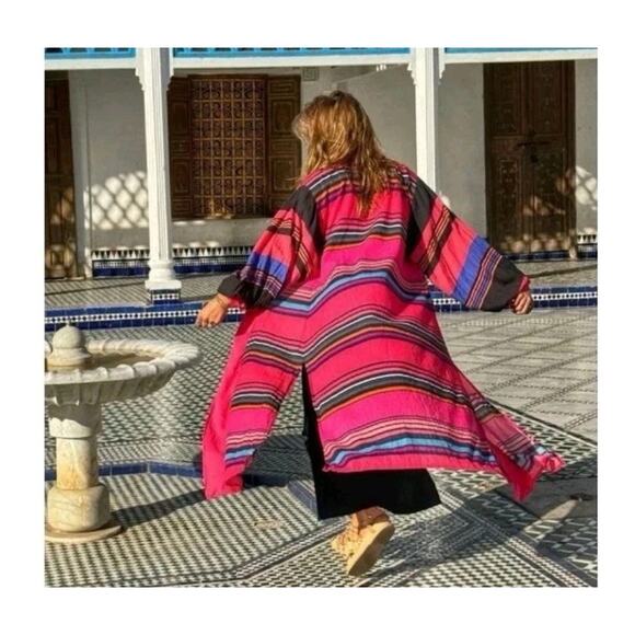 Anthropologie Conditions Apply Striped Cover-Up Kimono One Size Boho Beach M11 - Picture 5 of 7